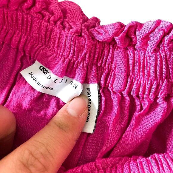 Asos Design Magenta Pink Midi Elastic Waist Casual Skirt Size 4 - Picture 6 of 6